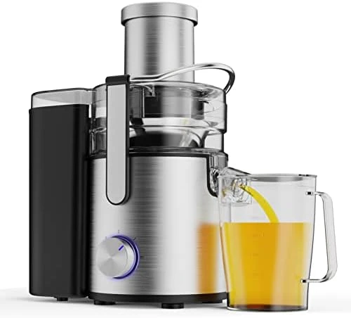 

3-SPEED LED Centrifugal Juicer Machines Vegetable and Fruit, Healnitor Juice Extractor with Stainless Steel 3.5" Big Mouth,