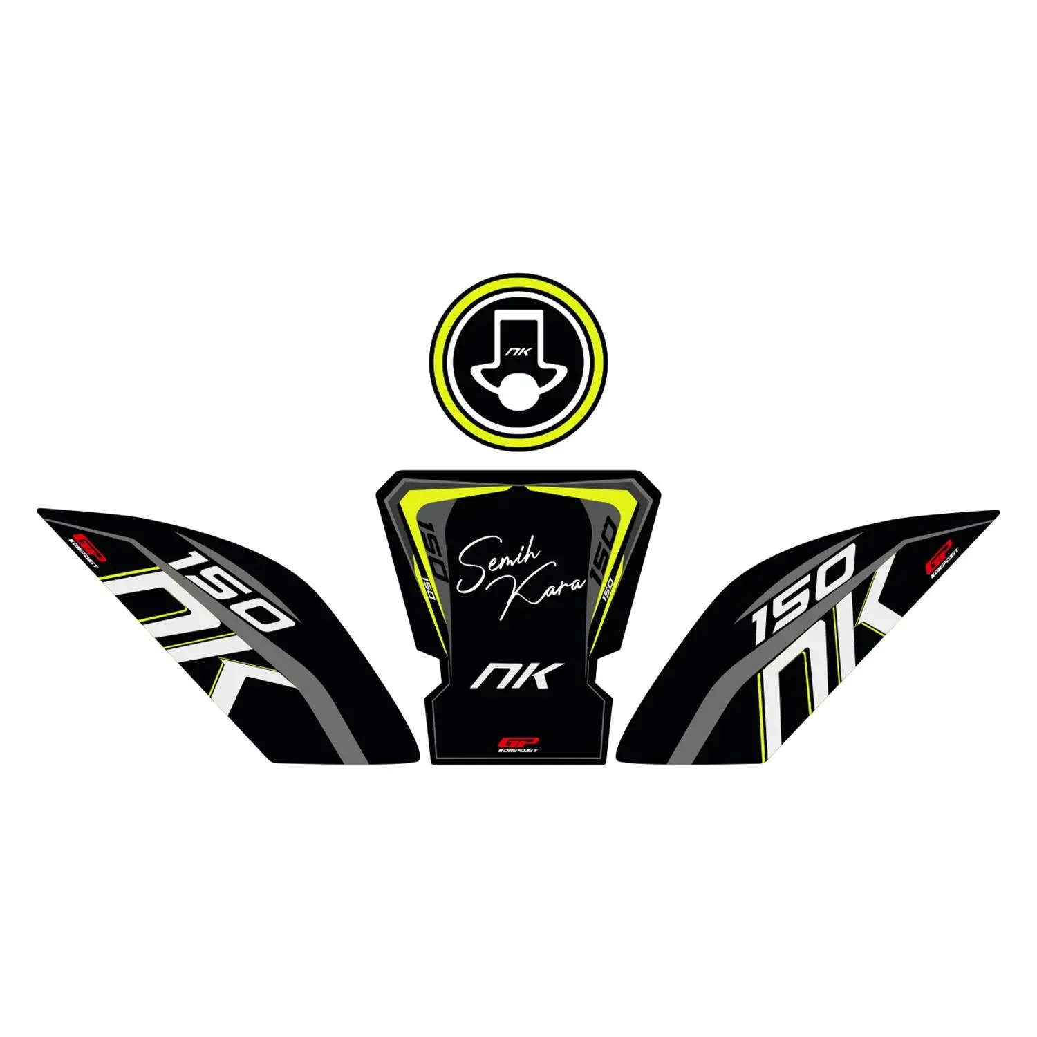 

GP For Custom CF Moto 150 NK 2016-2022 Compatible Tank Pad Set Black-Yellow