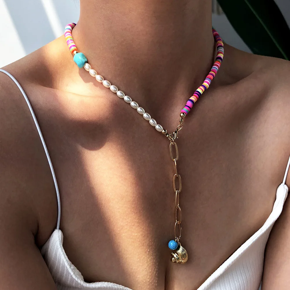 

Fashion Necklace Bohemian Vintage Handmade Beaded Turquoise Metallic Feather Tassel Necklace
