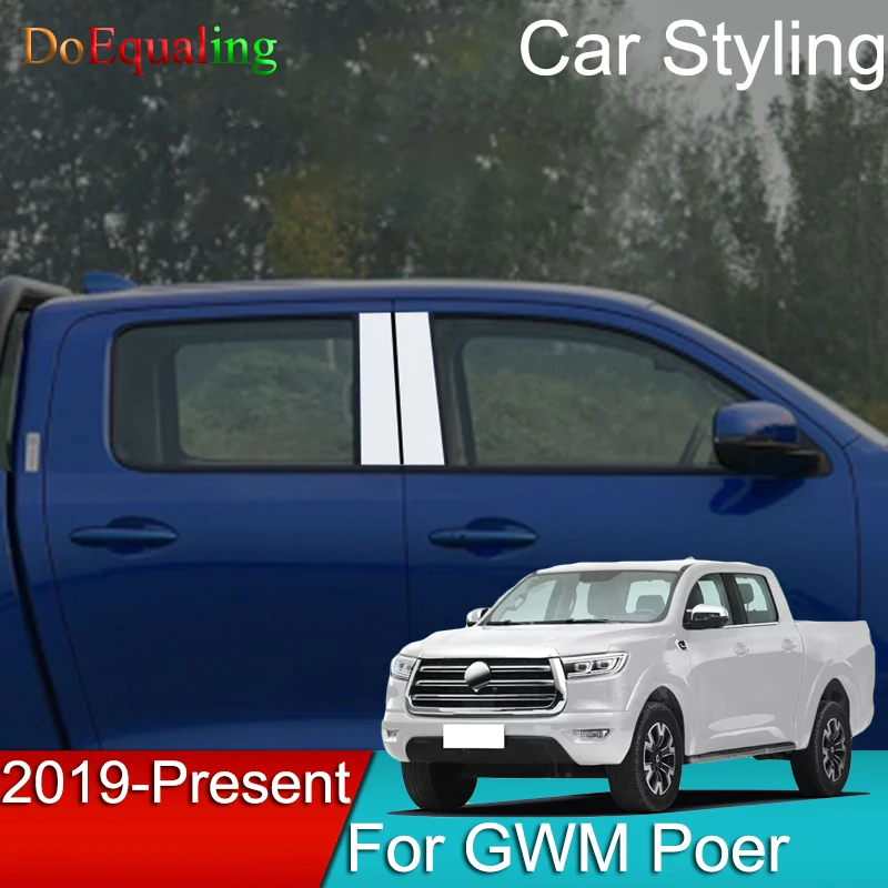 

For Great Wall GWM Pao Poer P Series Cannon Ute 2022 2021 2020 Middle B Pillar Window Frame Sill Molding Trim Cover Stainless