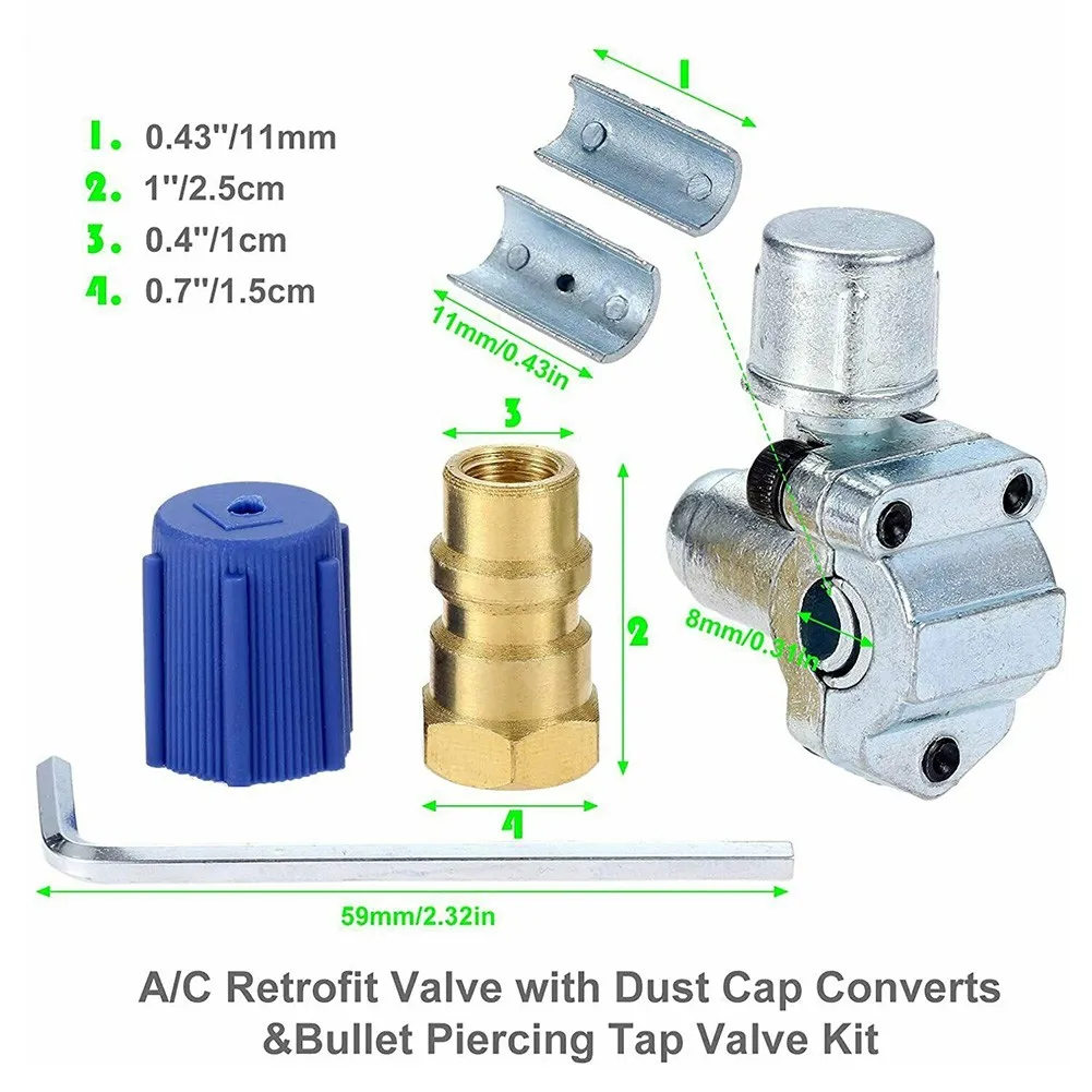 

1set Car A/C Retrofit Valve & BPV31 Bullet Piercing Tap Kit For R12 R22 R134A Auto Refrigeration System Accessories