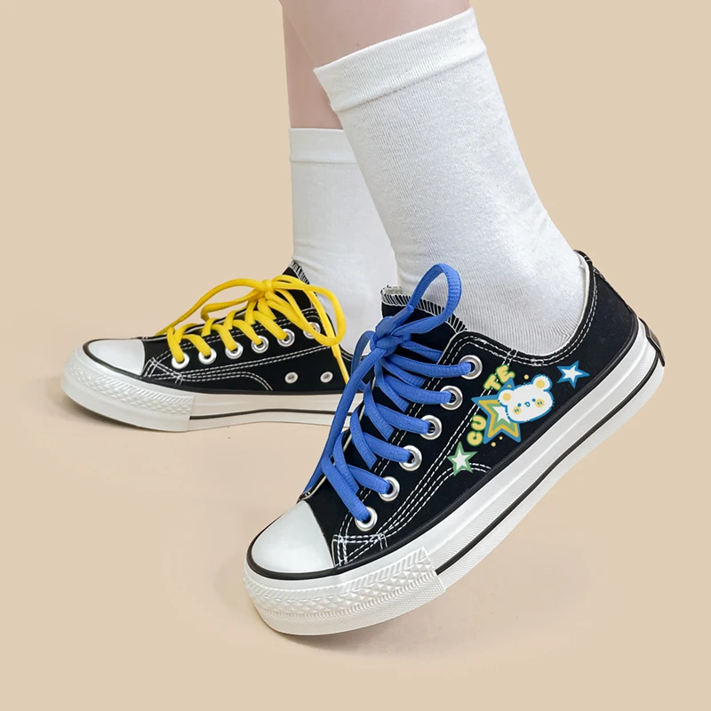 Кроссовки женские холщовые аниме Мультяшные с низким верхом на плоской подошве
