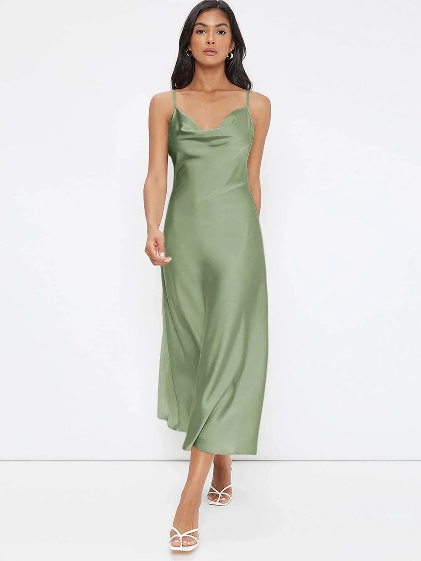 

BASICS Cowl Neck Solid Slip Dress