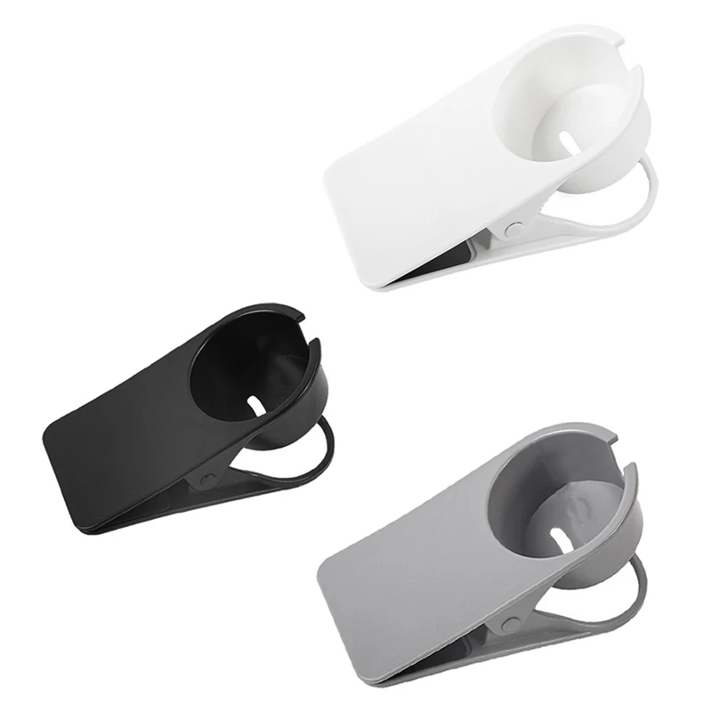 

3 Pack Coffee Drink Cup Holder Table Side Water Cup Shelf Desktop Fixed Cup Holder Desk Storage Clip(White,Black,Gray)