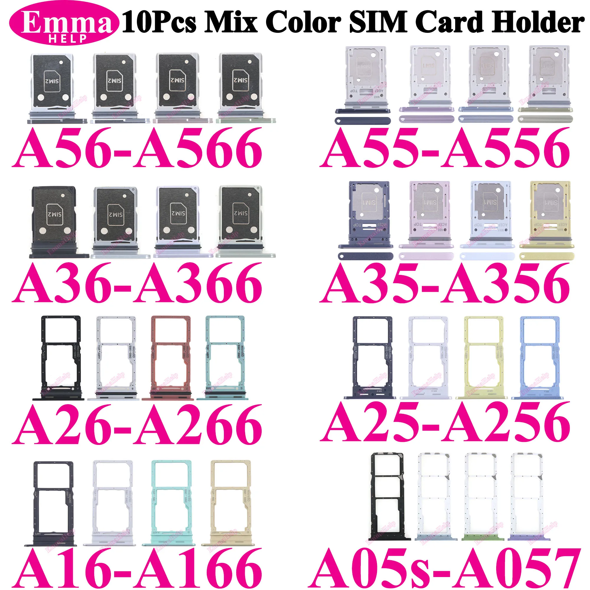 Фото Для Samsung A06 A16 A26 A36 A56 A05 A05s A15 A25 A35 A55 Лоток для SIM-чипа Слот Держатель SIM-карты Карман A066 A165 A166 A266 A366 A566 №1
