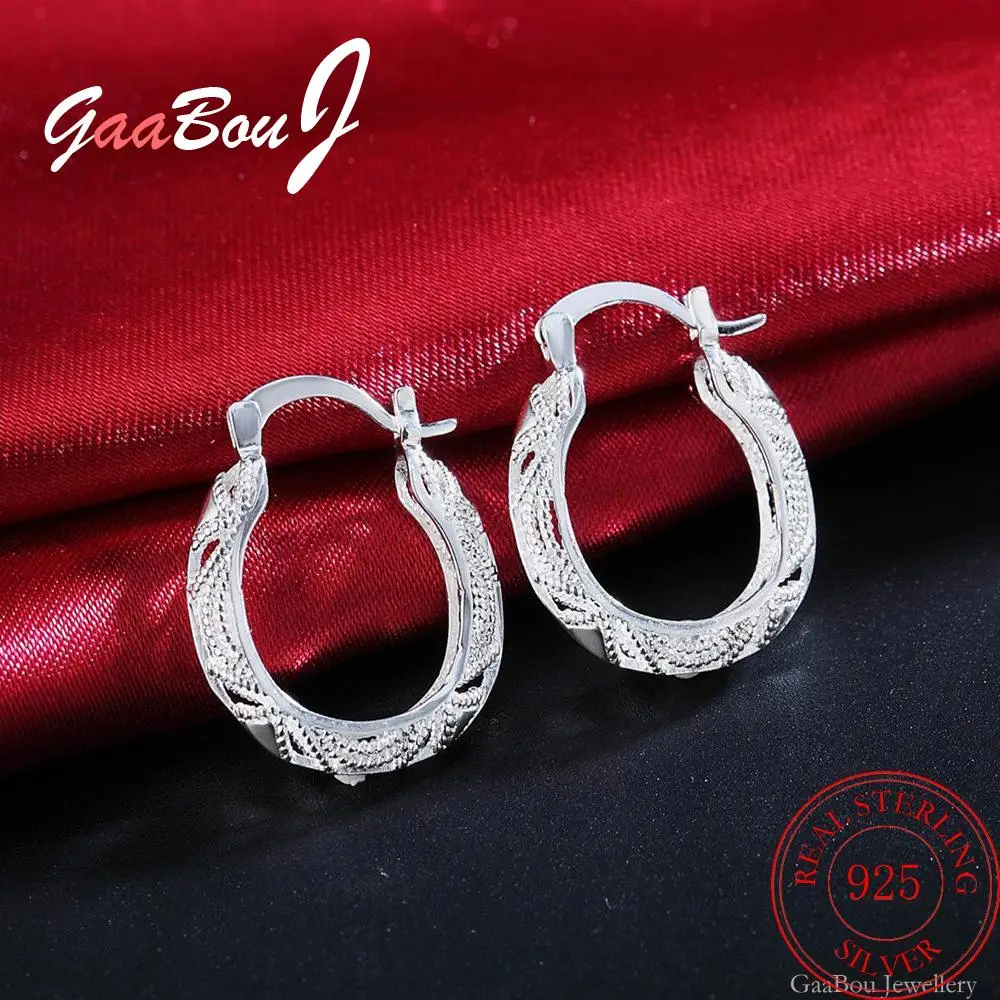 

925 Stamp Silver Color Vintage Hoop Earrings For Women Flower Small Earrings Fashion Female Wedding Jewelry 2021 Trend GaaBou