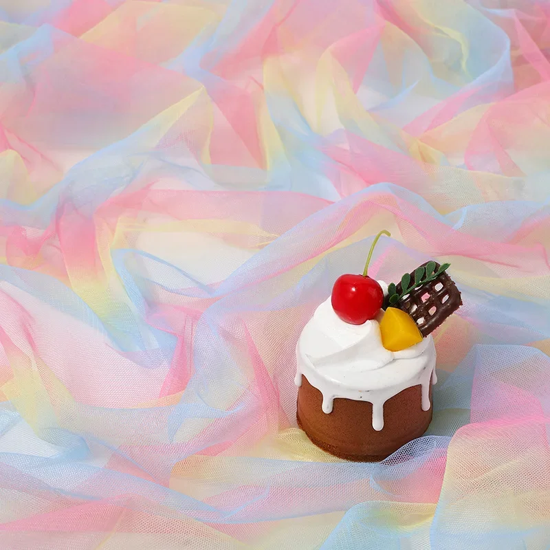 2/4/6 ярдов цветная Радужная сетчатая ткань с градиентом радужная Тюлевая для