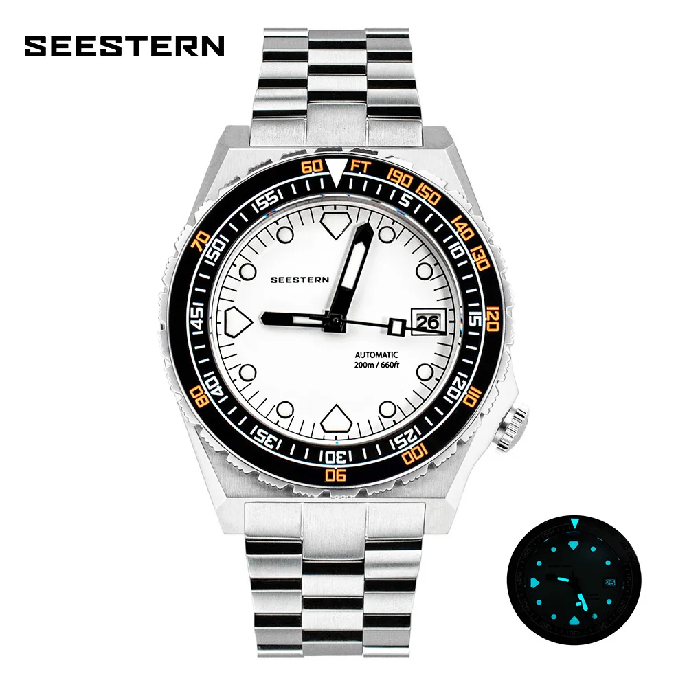 Фото Мужские часы SEESTERN SUB600T V2, спортивные, для дайвинга, супер светящийся керамический ободок, дата 200 м, водонепроницаемый NH35, автоматическое пер... №1