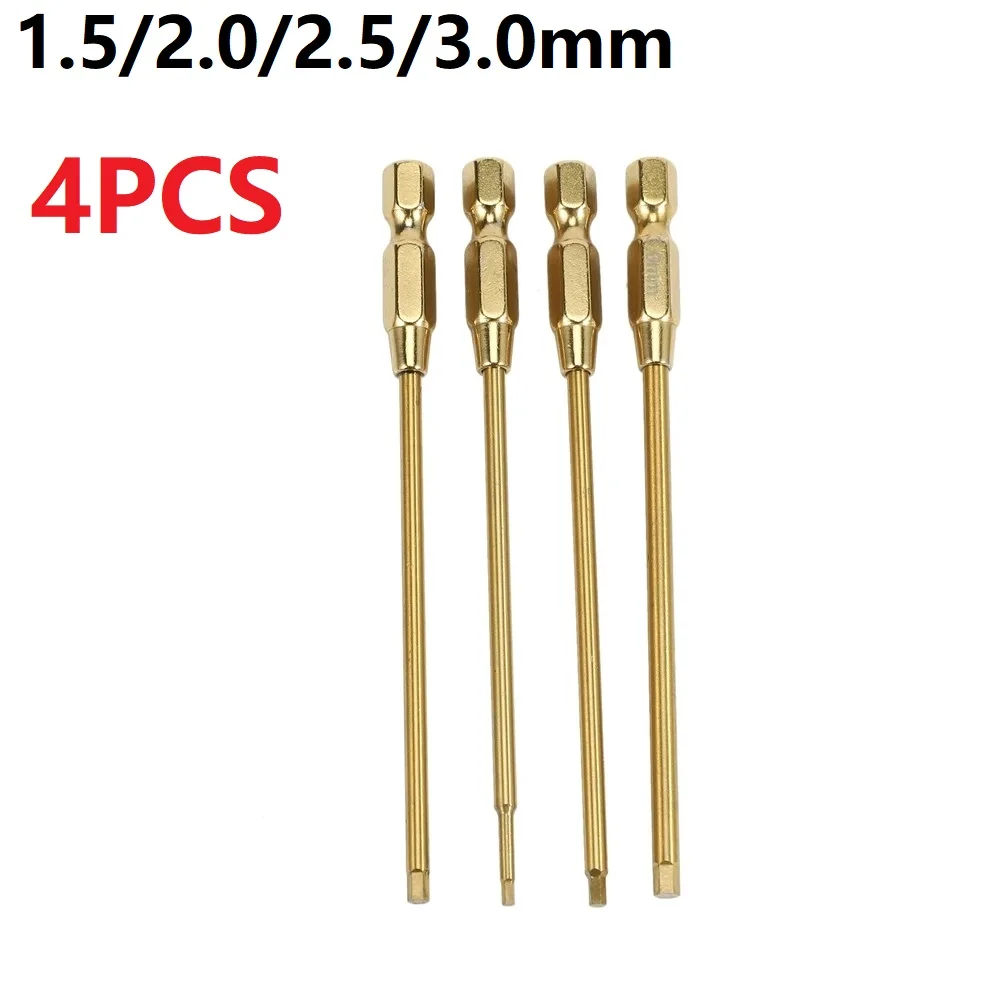 

4PCS Titanium Hex Wrenche Screwdriver Tool 1.5/2/2.5/3mm RC Model Mini Hand Tool Quick Change 1/4inch Drive Drill Tools Kit