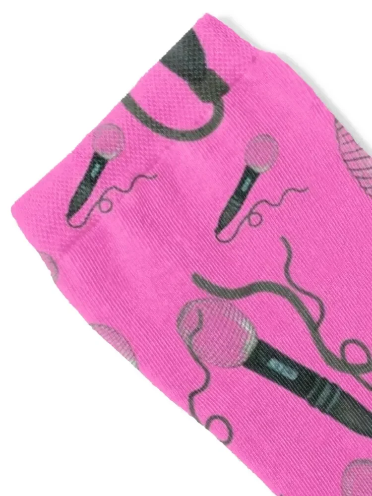 Микрофон нарисованный вручную узор ярко-розовый поп-музыка винтажные ретро