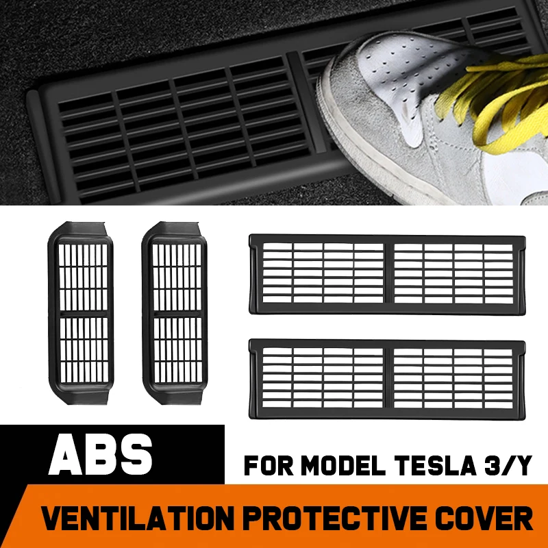 Air Outlet ABS Easy to Install 2Pcs Tesla Car Under-Seat Vent Protection Cover For Model 3/Y Accessories Hollow Out Design
