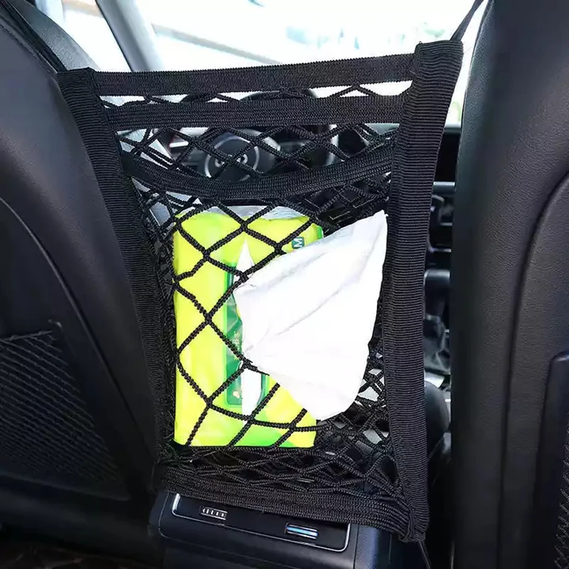 

SZBAYO Car Mesh Organizer 3 Layer Seat Back Net Bag Pet Barrier Pocket Handbag Holder Tissue Purse Driver Storage Pouch for Kids
