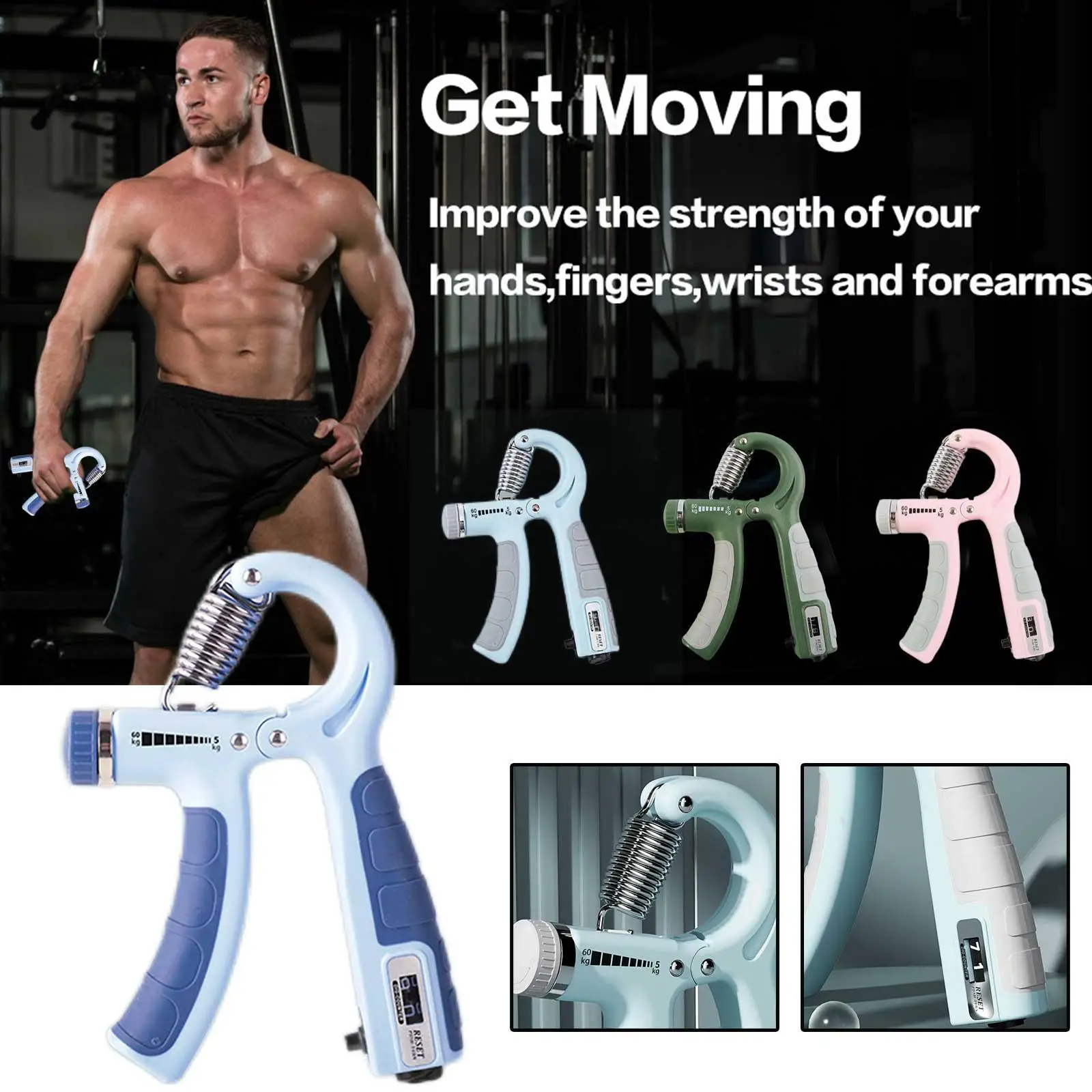 

Adjustable Counting Grip Portable Heavy Gripper Fitness Wrist Grip Training Increase Equipment For Hand Arm Training 4 Colo J3d3