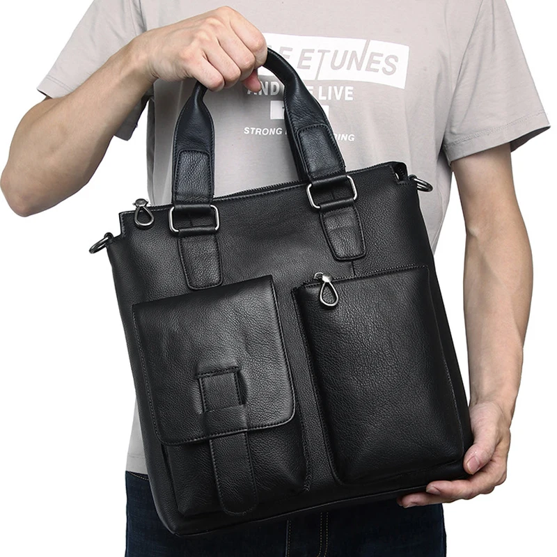 Men carrying briefcases one shoulder oblique cross bag men's top layer cowskin stylish simple casual bag