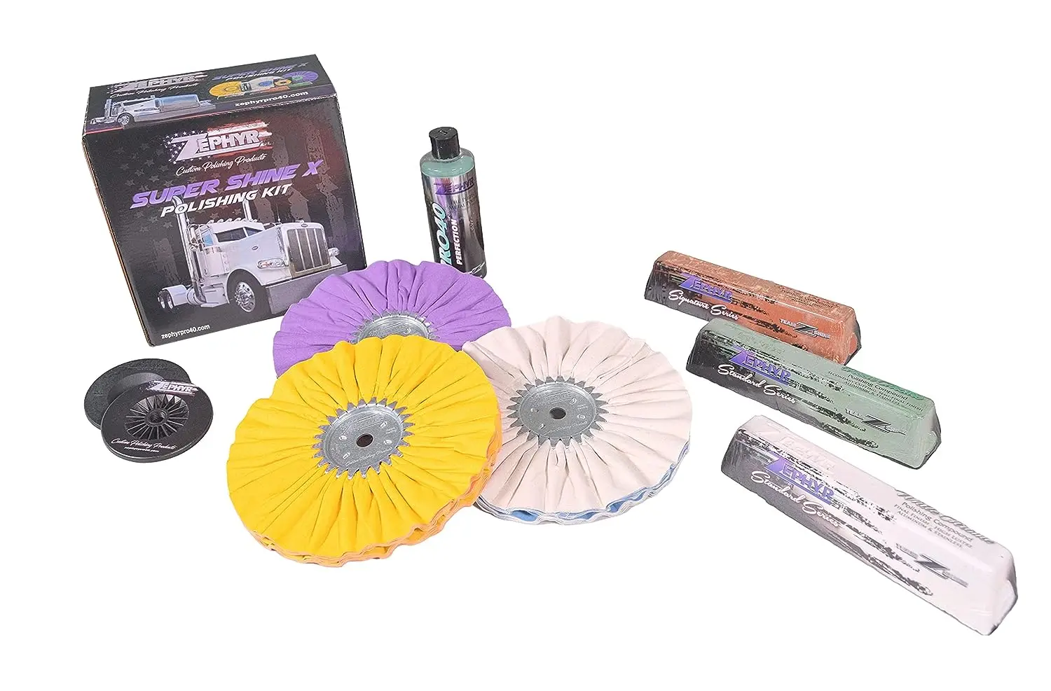 

X Aluminum Polishing Kit with Buffing Pads and Polishing Compound, for Big Rigs, Pontoons, and Aluminum Wheels