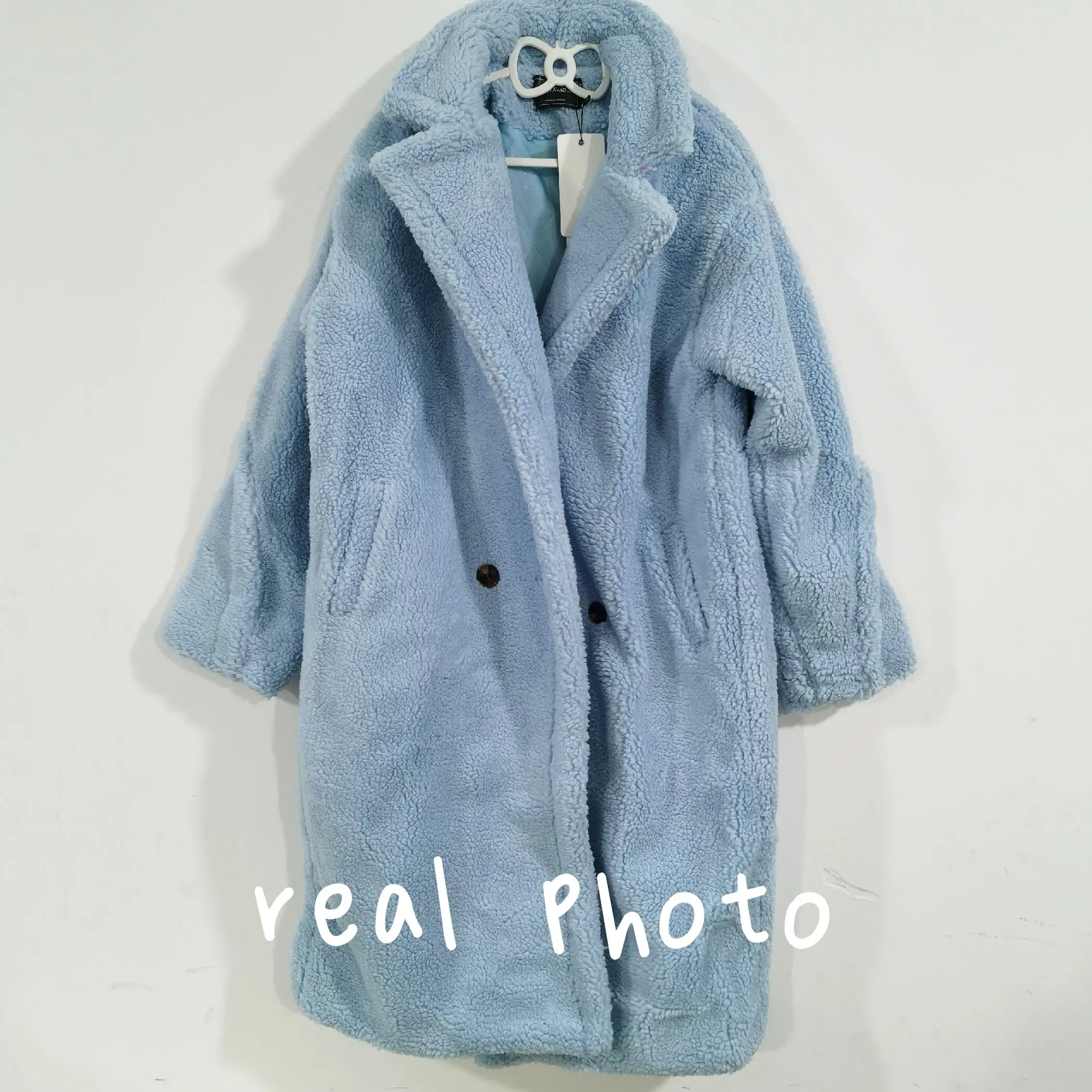 Bella Philosophy Women Winter Faux Fur Warm Long Coat Female Thick Teddy Bear Coat Casual Loose Oversize Outwears Purple Yellow