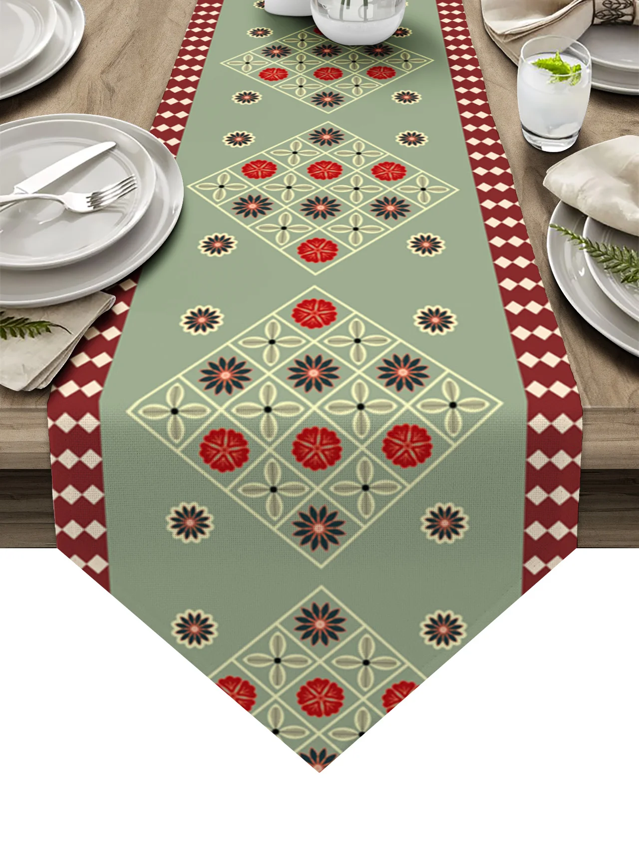 

Цветочная текстура, линия геометрических символов, Настольная дорожка, Рождественская настольная дорожка для ужина и вечеринки, s украшени...