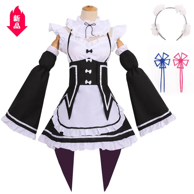 Купи S-3XL Plus Size Maid Outfit Zero-Starting Life In Another World Ram Rem Ram Girl Dress Anime Cosplay Cosplay Costume за 1,486 рублей в магазине AliExpress