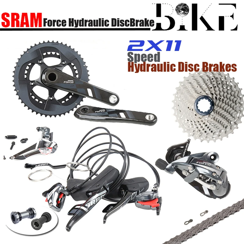 

SRAM FORCE 22 2x1 1 скорость 50x34T 53x39T 170 мм 172,5 мм углеродный дорожный велосипед групсет Гидравлический дисковый тормоз велосипедные аксессуары GXP PF