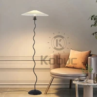 kobuc modern led floor lights vintage fabric lampshade green black creamy white table standing led floor lamp for living room