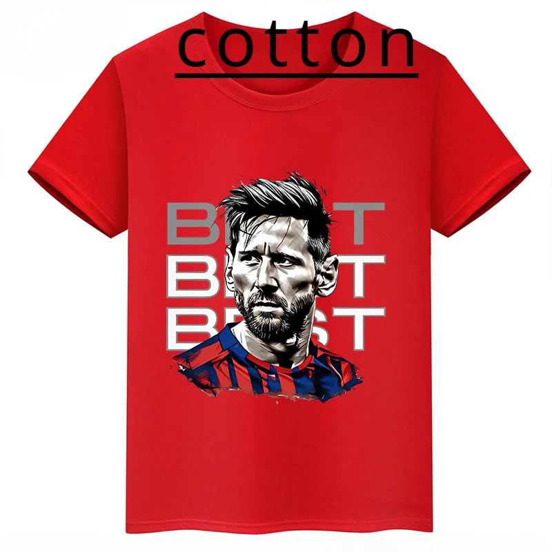 Футболка хлопковая детская с коротким рукавом принтом Месси