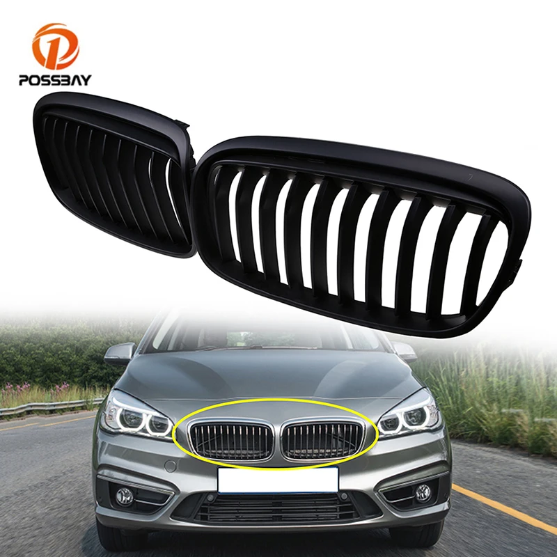 

2Pcs Car Front Bumper Center Grills Matte Black Grilles for BMW 2-Series F45 Active Tourer 2014 2015 2016 2017 Pre-facelift