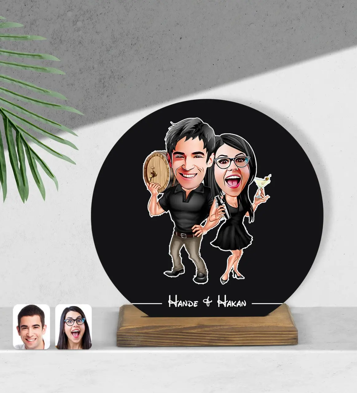 

Personalized valentines cartoon round wooden Biblo-18