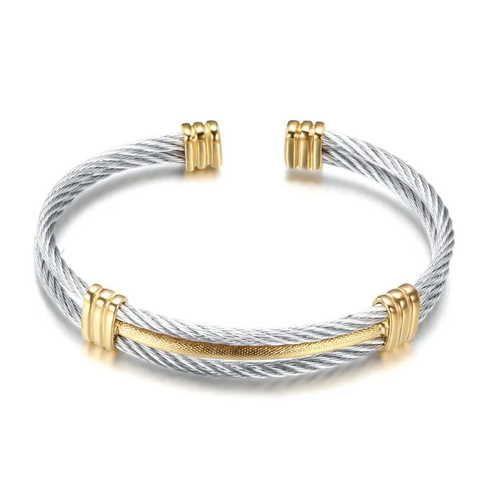

Bracelet for Women Stainless Steel Braided Titanium Steel Two Tone Plating Braided Bracelet Simple Bangle Female Jewelry