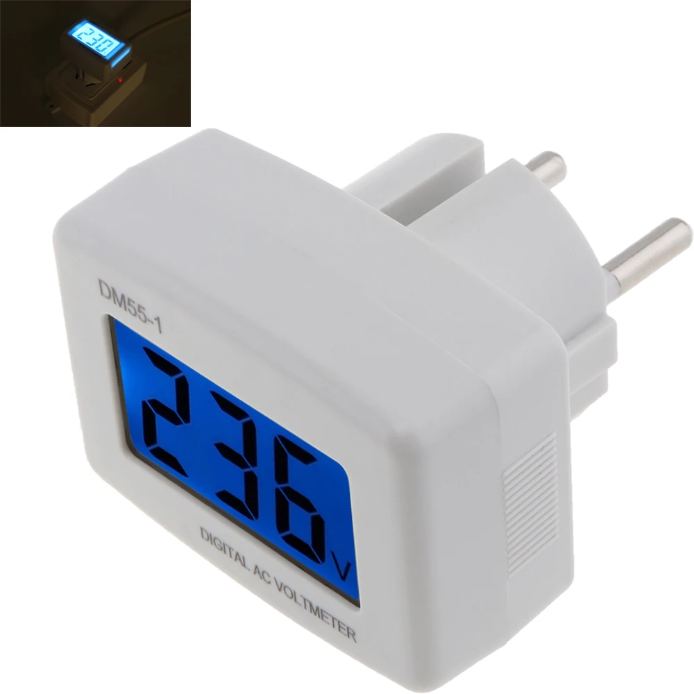 

AC 110V 220V Voltage Meter EU Plug Digital Volt Meter Socket LCD Display Wall Flat Voltage Testers AC Voltmeter