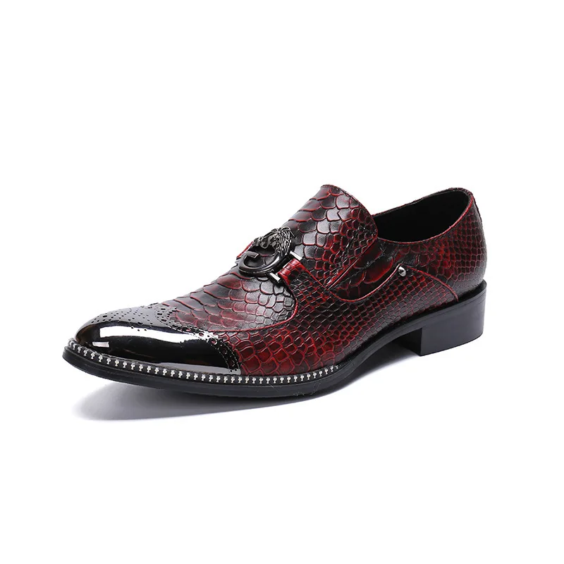 

Туфли мужские с металлическим носком, крокодиловый узор, модная повседневная классическая обувь, в ретро стиле, лето