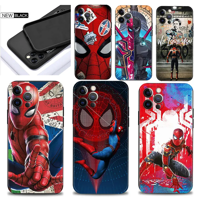 

For Apple iPhone 11 12 13 Pro Max Case 11Pro 12Pro 13Pro Cover for iPhone XS XR X 7 8 Plus Coque Marvel Spider Man