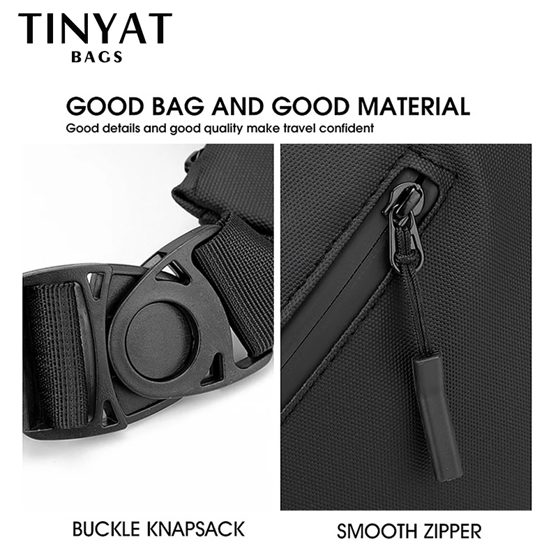 TINYAT Nylon Crossbody Bag For Men Designer New Male Messenger Bag Waterproof Travel Chest Pack Purse Phone Husband Shoulder Bag