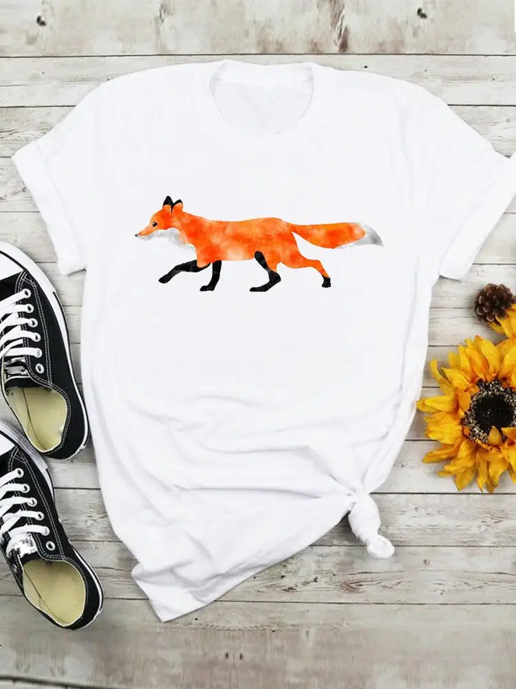 Женская футболка с принтом кошачьего лица и коротким рукавом |