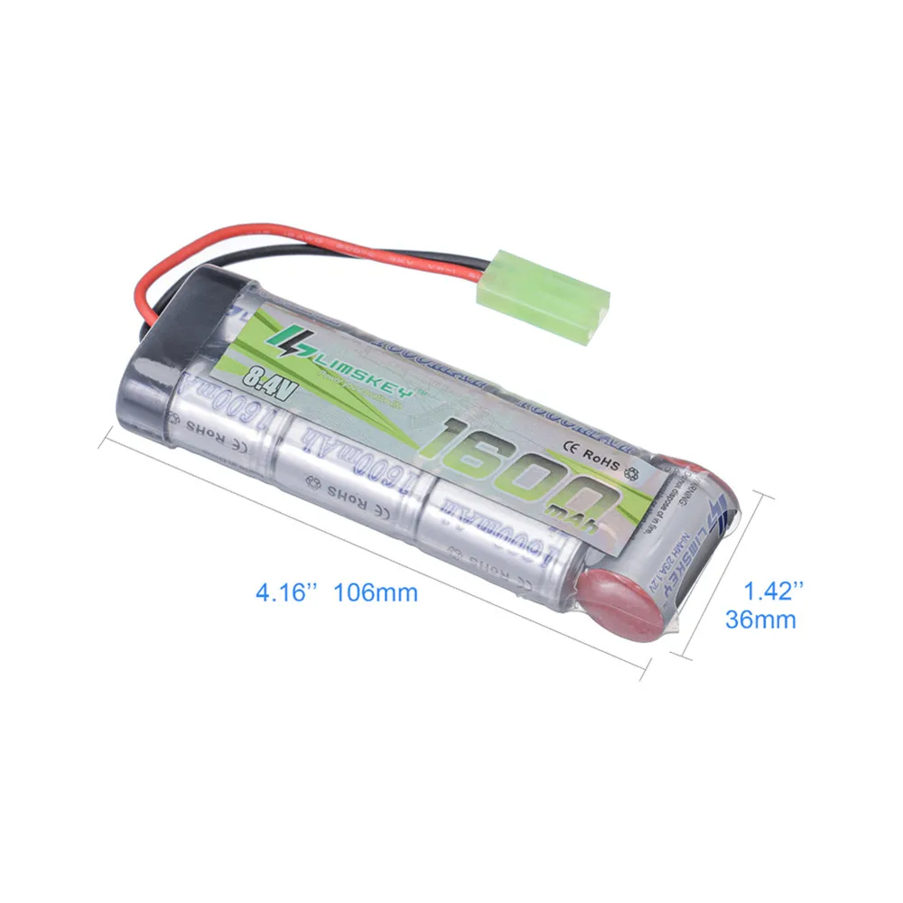 Фото Аккумулятор для страйкбольного оружия 2/3A 8.4V 1600mAh с разъемом Mini Tamiya и USB-зарядкой для M249, M240B, M60, RPK, PKM, G36C №4