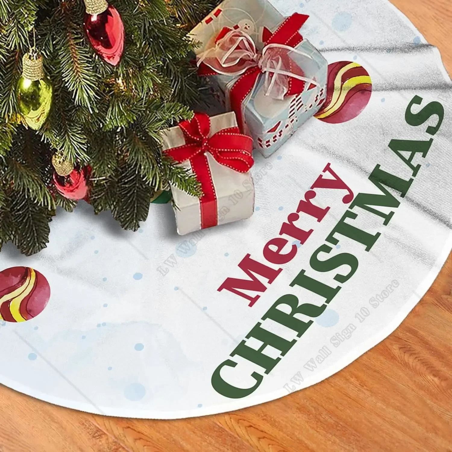 Уютная синяя юбка на рождественскую елку в виде снежинки ягод с зимними шариками