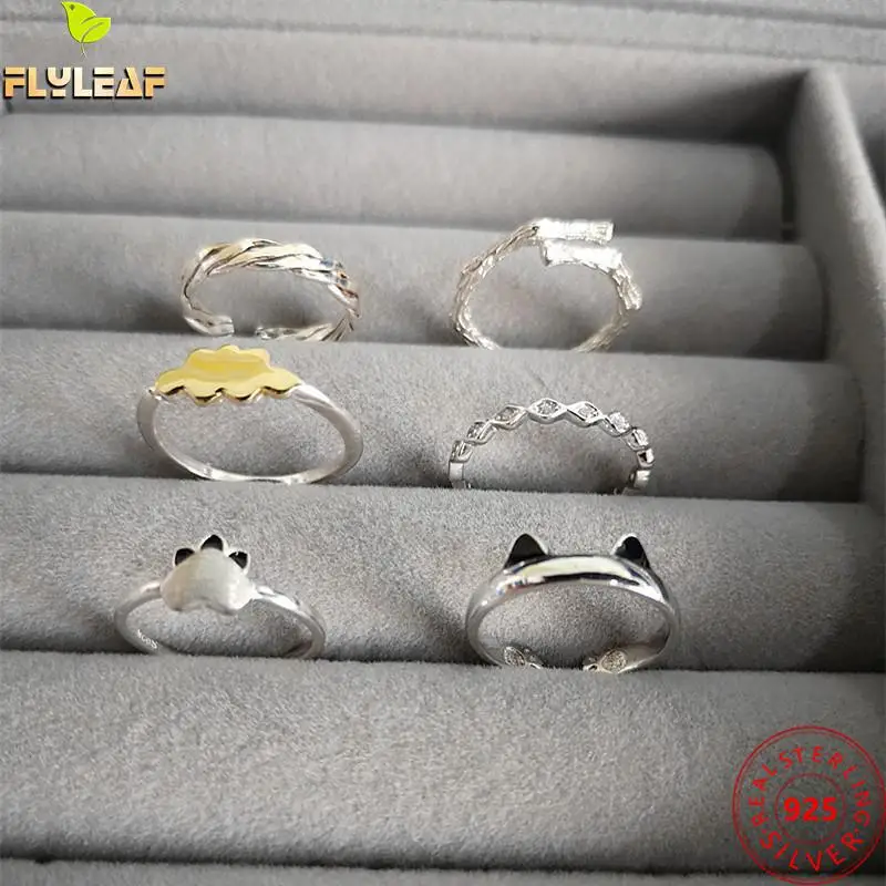 

100% Real 925 Sterling Silver Rings For Women Fine Jewelry Cubic Zirconia Open Tail Ring Adjustable Ring Finger Promotion
