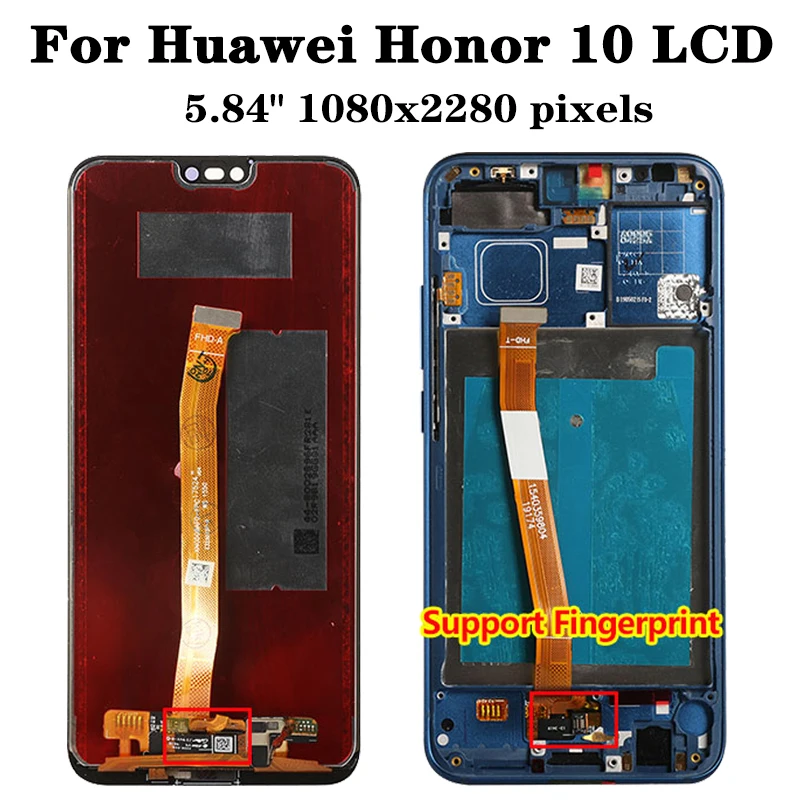 100% Оригинальный сенсорный экран с отпечатком пальца 5 84 ''для Huawei Honor 10 LCD COL-L29