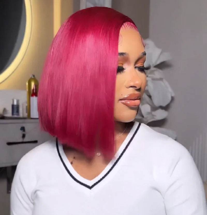 Парик из натуральных волос 13x 4 99J Боб бордовый