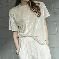 fashion short sleeved velvet t shirt womens summer new korean round neck loose large size t shirt womens top