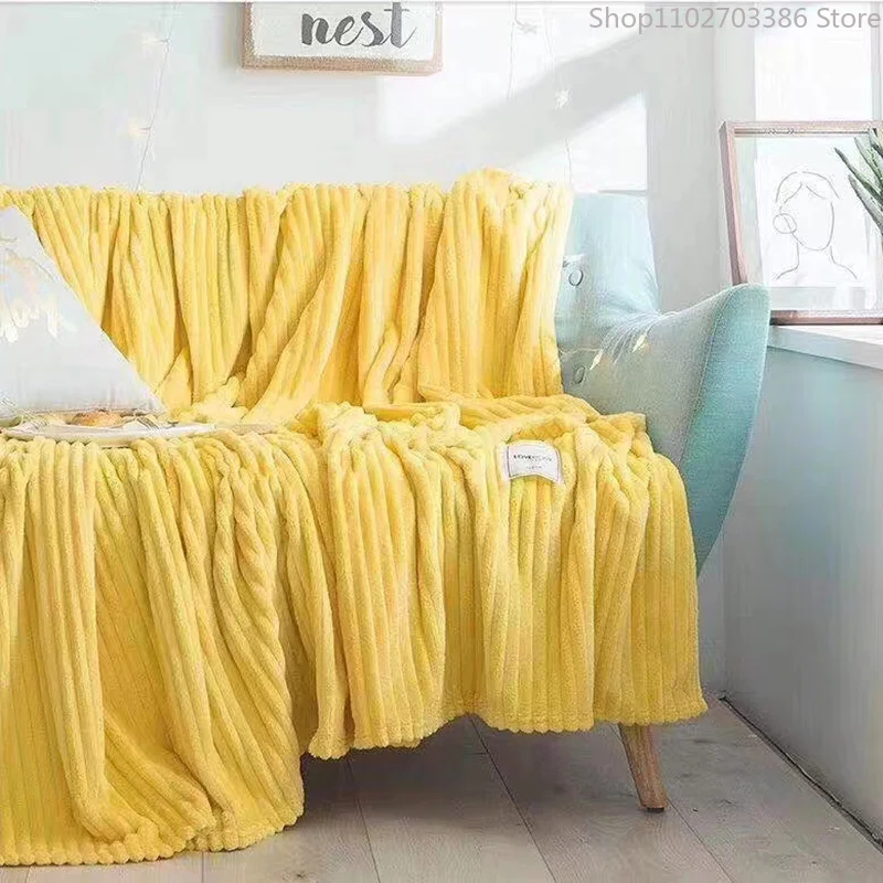 

Soft Adult Cover Coral Fleece Blanket on The Sofa Thickened Winter Bed Blanket Warm Stitch Fluffy Bedspread Plaid Sofa Bedroom