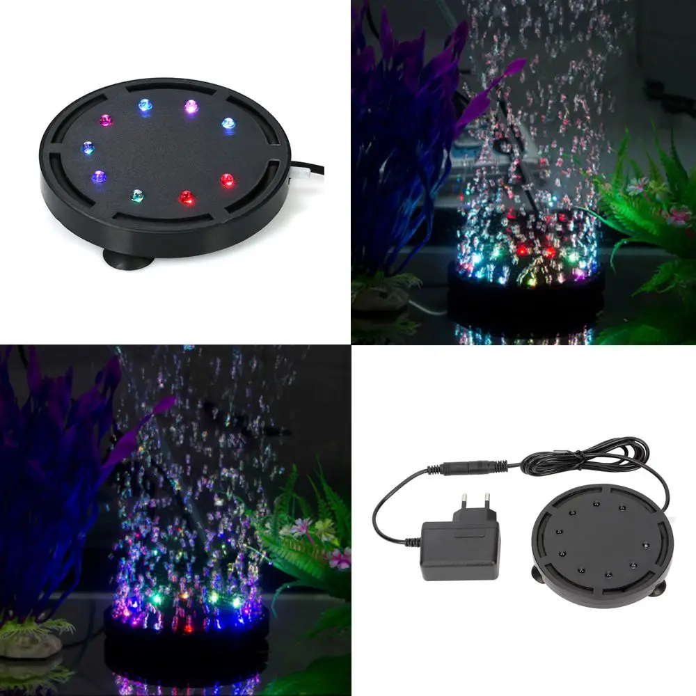 

Fish Watching LED Aquarium Diving Lamp Plate Lamp Colorful Fish Tank Landscaping Disc Bubble Lamp