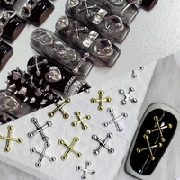 50pcs cross nail charms jewelry 3d punk gothic design goldsilver metal cross nail art decoration diy manicure supplies