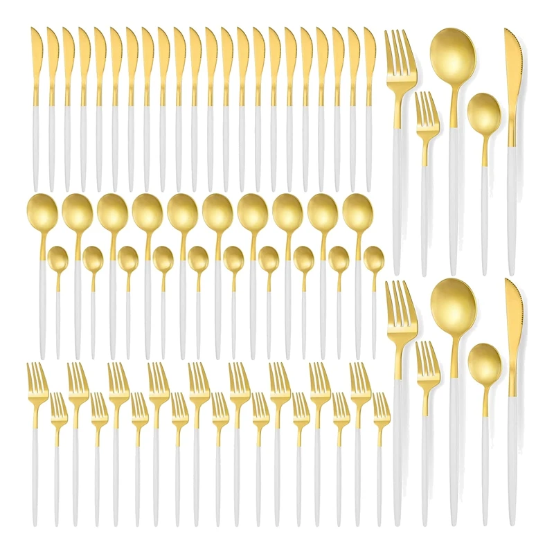 

60 Pieces Stainless Steel Tableware Set Flatware Cutlery Set Utensils Set For Home Restaurant Apartment