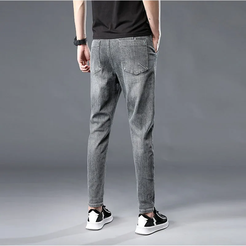Street Fashion Mens Jeans Spring and Summer Nine-point Pants Casual Pants Comfortable All-match Pencil Pants Baggy Jeans