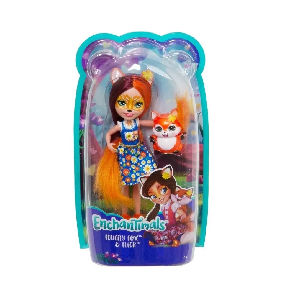 

Enchantimals Main Character Toy Doll Felicity Fox and Flick Cute Animal Friends for Girls Fashion Games Collectible Models