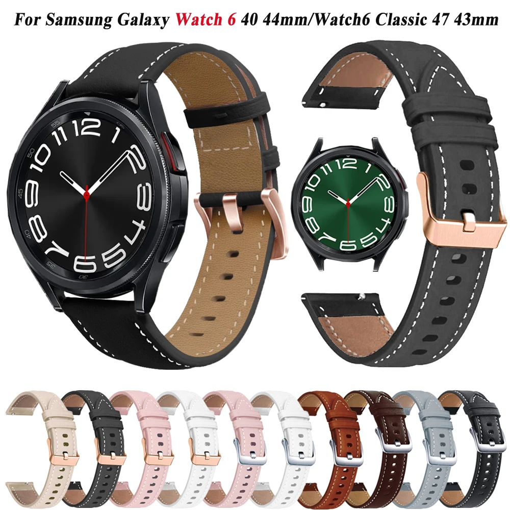 

Sport Leather Strap For Samsung Galaxy Watch 6 5 4 44mm 40mm/5 Pro 45mm/4 6 classic 47mm 46mm 43mm 42mm Bracelet Band 갤럭시워치6스트랩