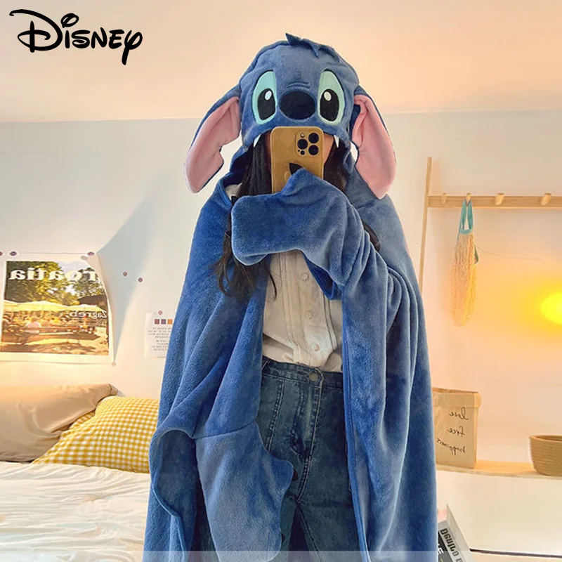 

Disney Stitch Y2k Plush Pajamas Anime Cloak Sleepwear Kawaii Cartoon Costume Pijama For Adults Winter Pajamas Women Blanket Cape