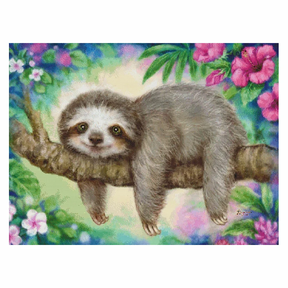 

Алмазная живопись с квадратными/круглыми стразами LZAIQIZG, Милая Вышивка крестиком с животными, украшение ручной работы для дома