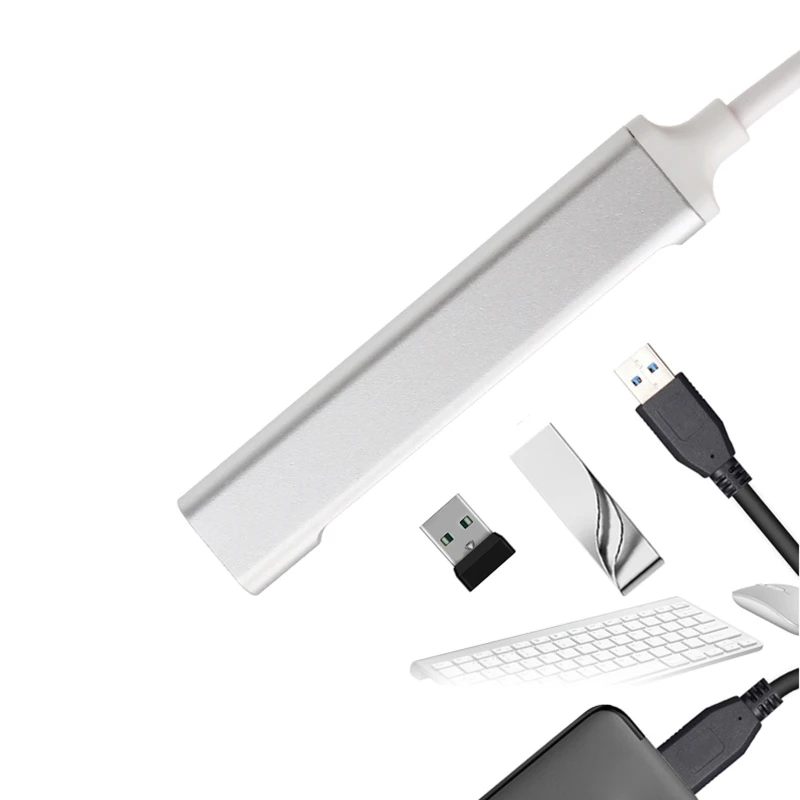 

USB 3.0 Hub Adapter 4 in 1 Portable Space Aluminum Alloy 1x3.0+3x2.0 USB 4-Ports Compatible with PC Notebook Extender 24BB