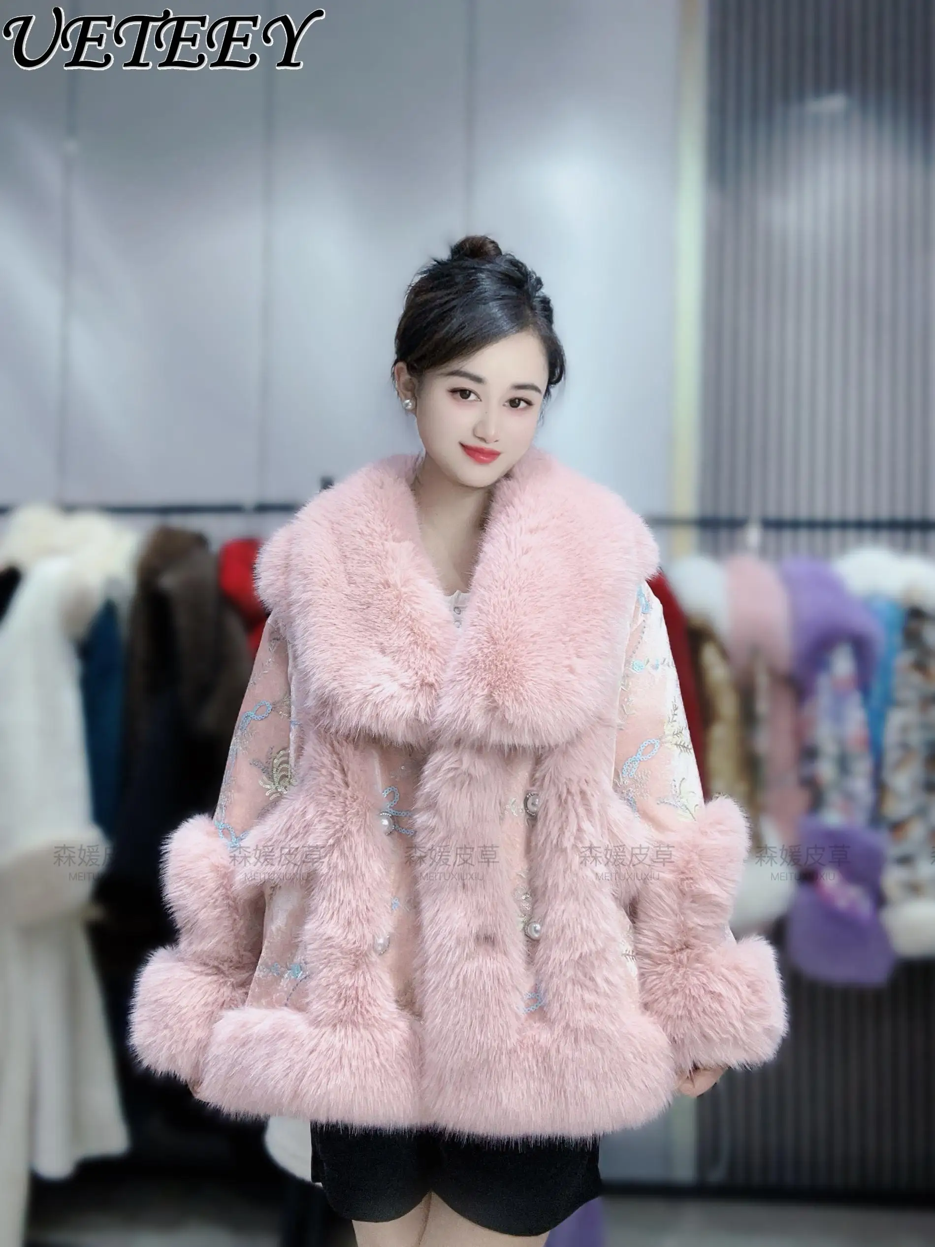 Новая шуба из искусственного меха флиса зимняя модная пуховая тяжелая